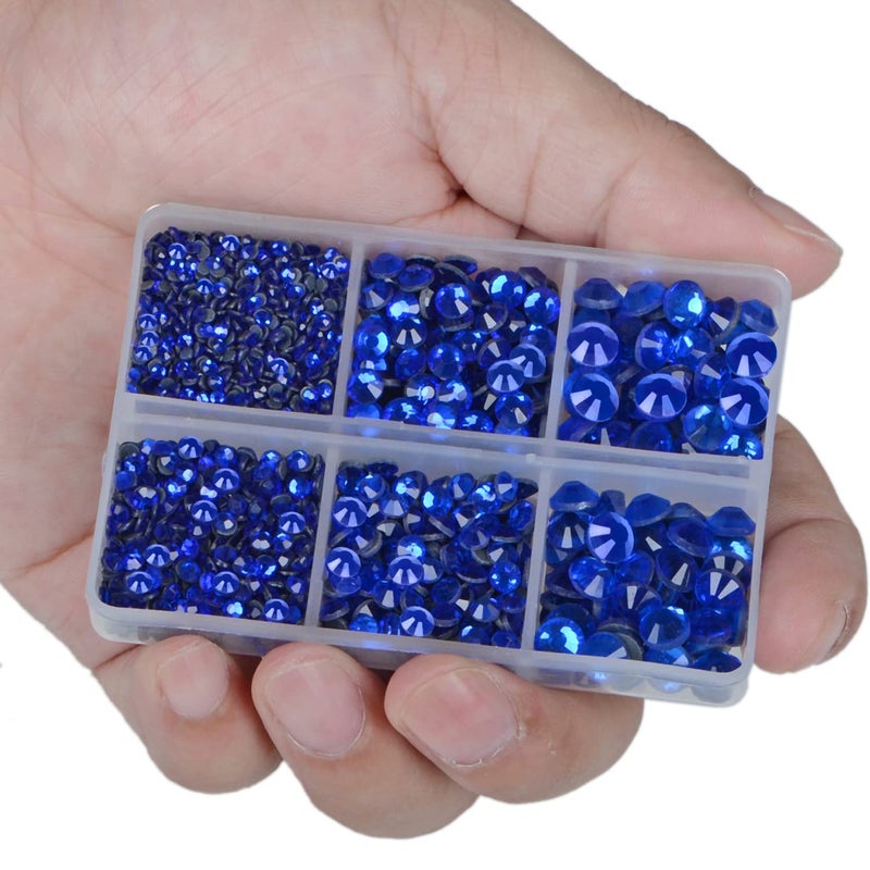 LPBeads 6400 Pieces Sapphire and lt Sapphire Hotfix Rhinestones Flat Back 5 Mixed Sizes Crystal Round Glass Gems with Tweezers and Picking Rhinestones Pen - Image 4